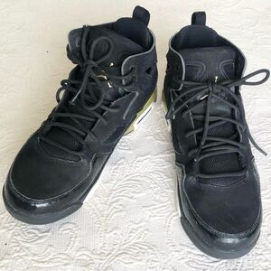 Nike Air Jordan Black Metallic Gold Flight Club '91 High Top Youth Sneakers